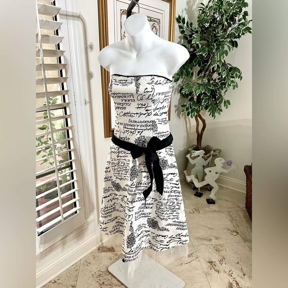 NWT K-Scion Beauty White & Black French Toile Fabric Dress Size S True Vintage